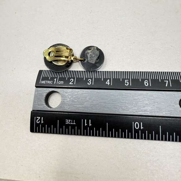 Faceted Black Beaded Vintage Earrings Clip-On Vintage Goth‎ Witchy Dangle 2 sets - Picture 5 of 6